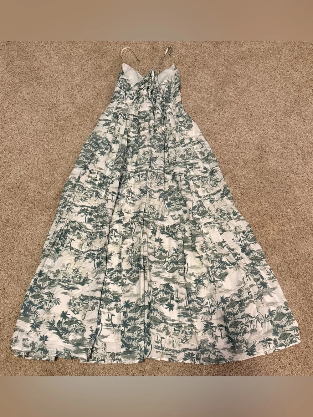 Abercrombie & Fitch Green and White Printed Maxi Dress